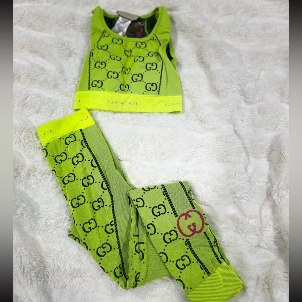 Gucci Jersey Jacquard legging and top, yellow fluorescent